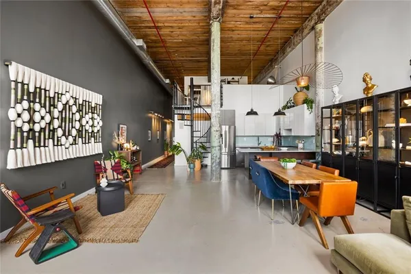 a living room with furniture