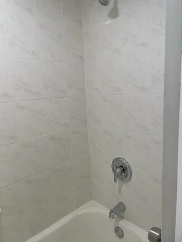a bathroom with a bathtub