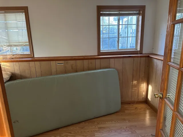 a view of a furniture in a room