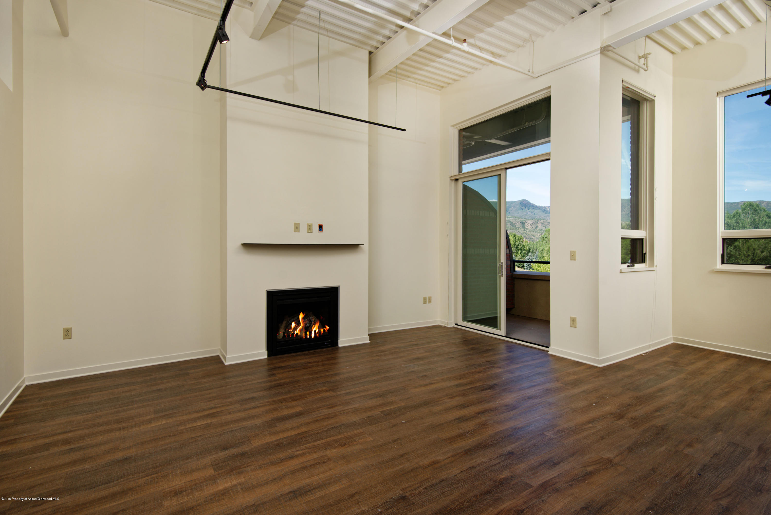 361 Robinson Street, Unit 202 Basalt, CO 81621 - Photo 5 of 29 a view of an empty room with wooden floor and a fireplace