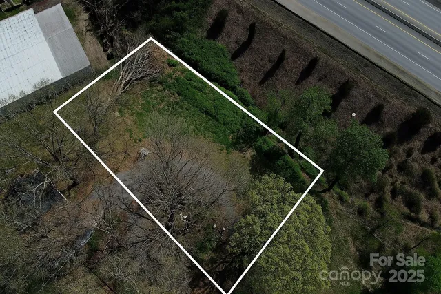 a view of a forest with a building