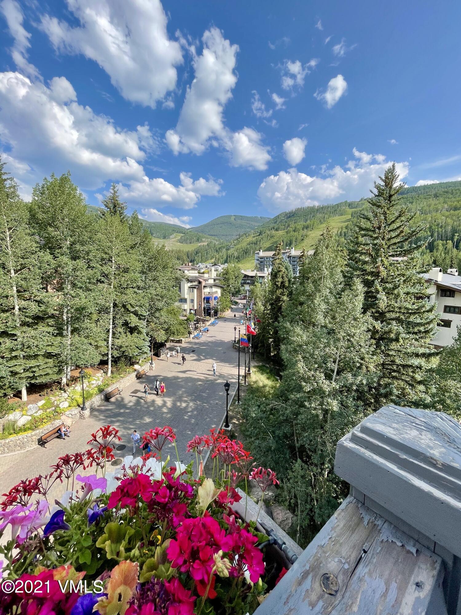 1 Willow Bridge Road, Unit 44 Vail, CO 81657 - Photo 13 of 16 a view of a lake with a flower garden