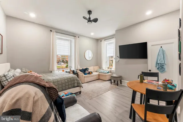 a view of entryway with wooden floor