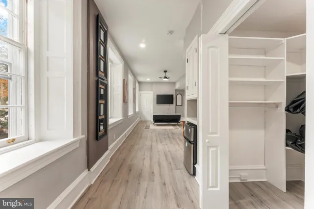 a view of a livingroom with a flat screen tv
