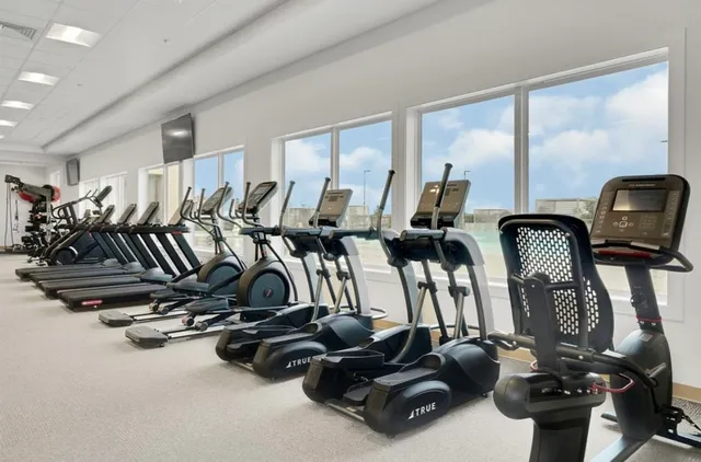 a view of a room with gym equipment