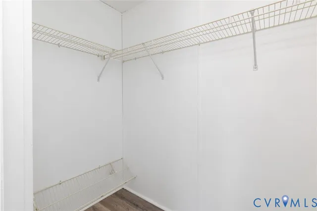 a view of a room with racks on the wall