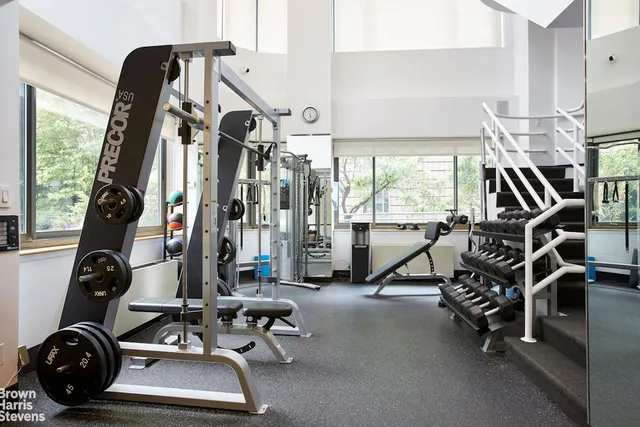 a view of a room with gym equipment