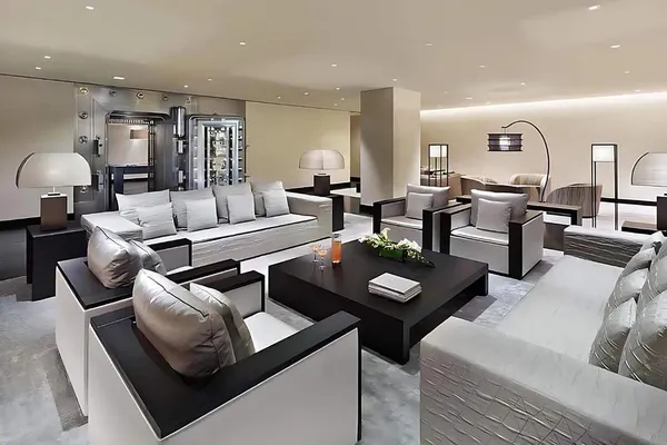 a view of a living room and dining room