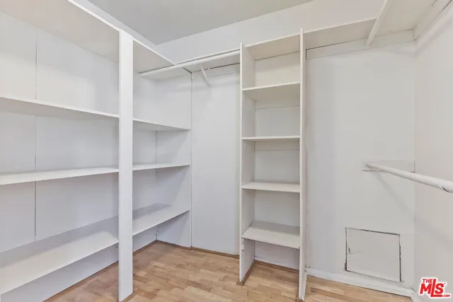 a view of an empty walk in closet