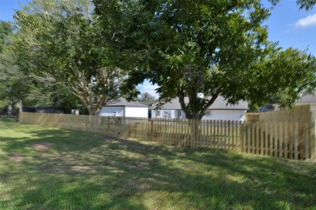 a view of a lake from a yard