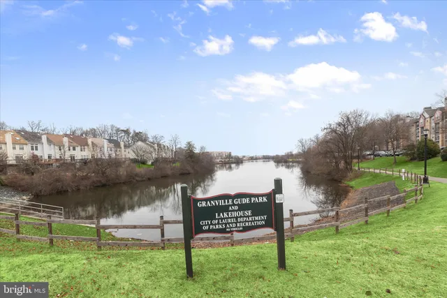 a view of a lake from a garden