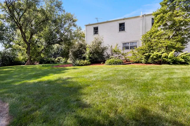 a view of a field with trees