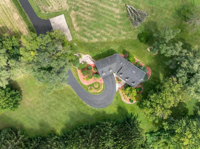an aerial view of a house