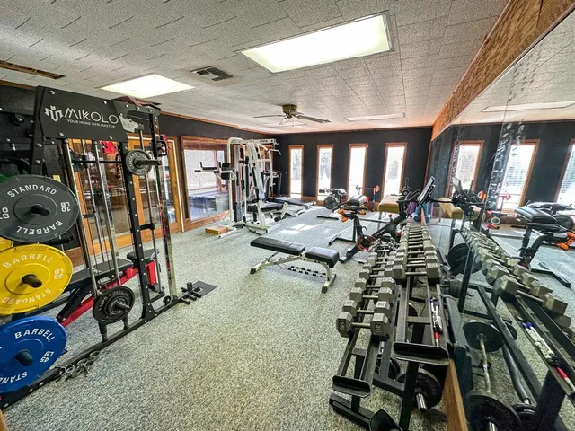 a view of a room with gym equipment