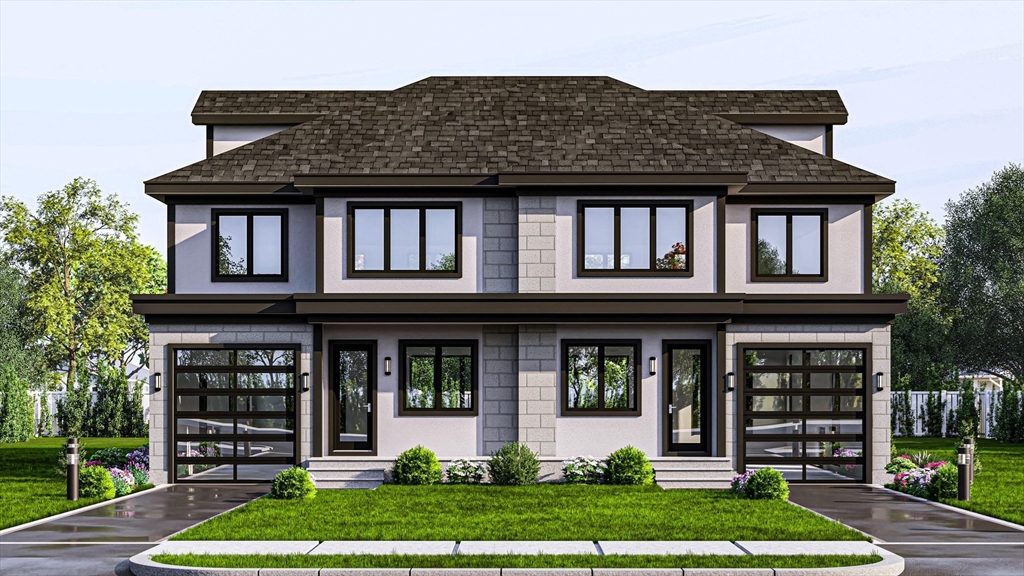 front view of a house with a yard