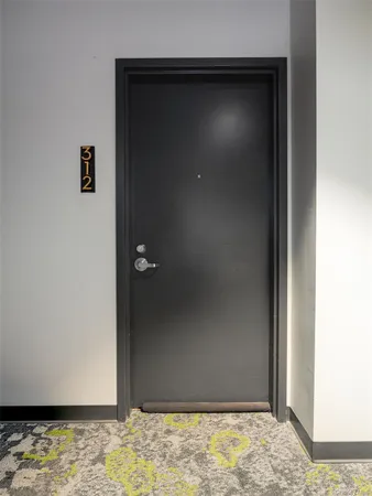 a view of wooden door