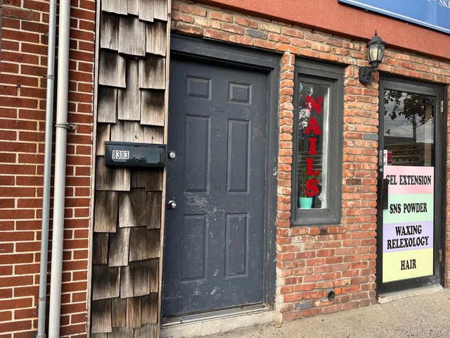 a front view of a building with entrance