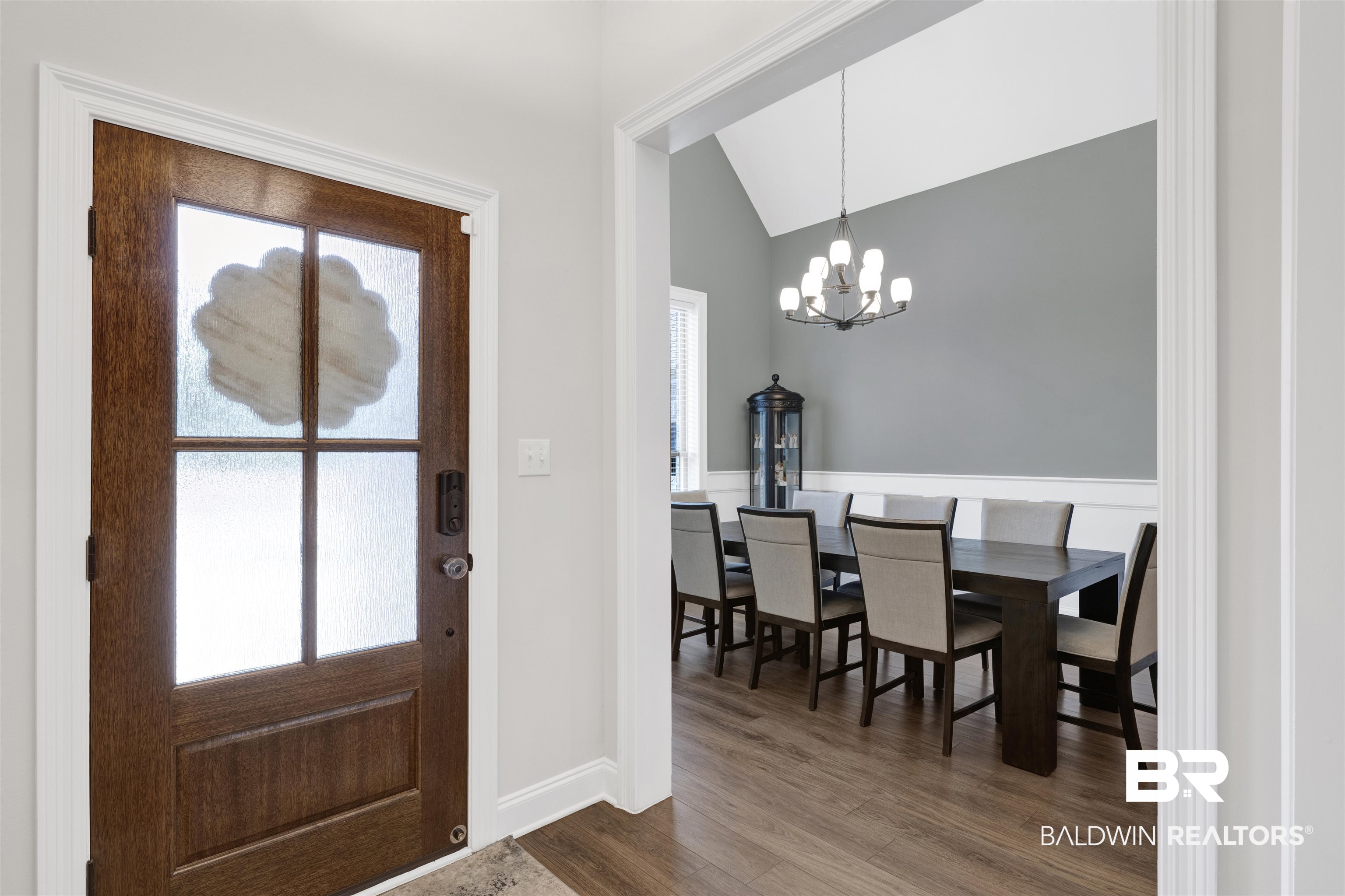 12672 Squirrel Drive Daphne, AL 36527 - Photo 3 of 49 Entryway with a stained wood-finish door featuring frosted glass panels and a digital keypad lock