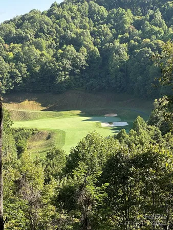 a view of a lake with a yard