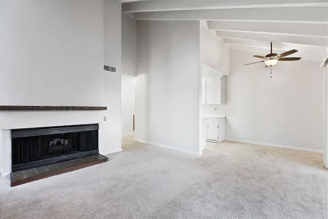 a view of a livingroom with a fireplace
