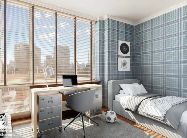 a bathroom with a granite countertop sink a mirror and shower