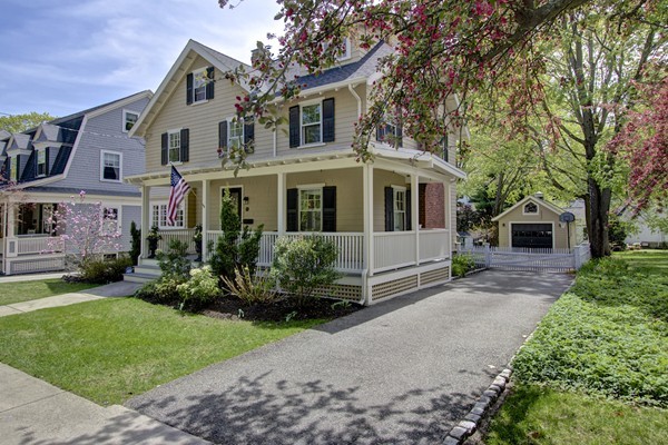 40 Glen Road Winchester, MA 01890 - Photo 2 of 30 a front view of a house with a garden and trees