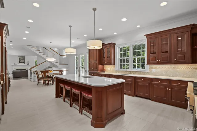 a kitchen with lots of counter top space