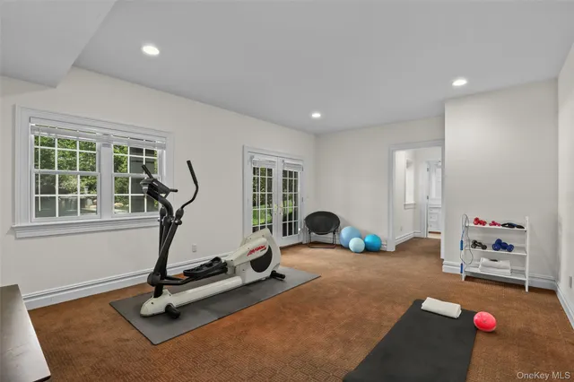 a view of a room with gym equipment