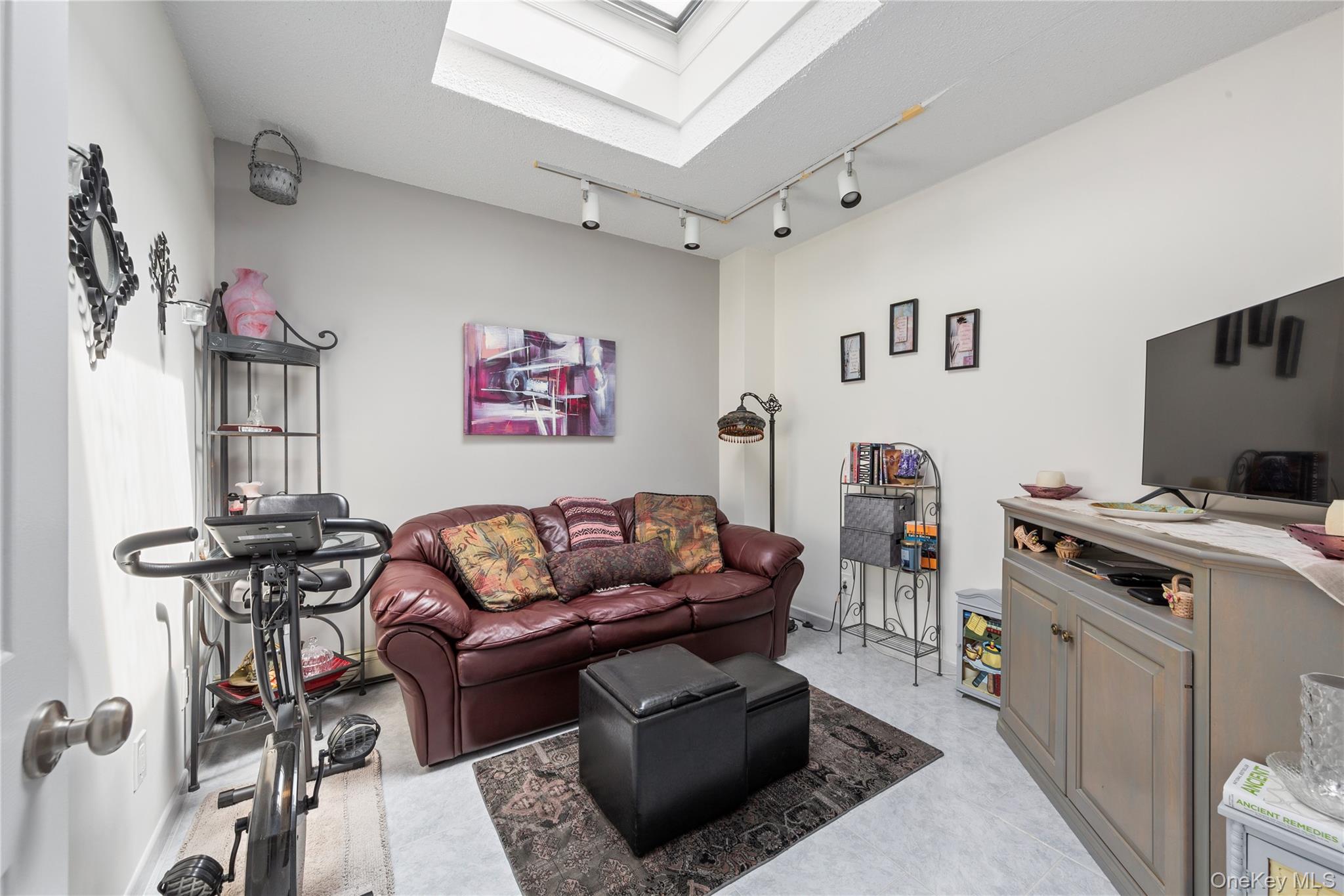 71-28 Sutton Place, Unit 3 Queens, NY 11365 - Photo 17 of 23 Living area featuring a skylight and track lighting