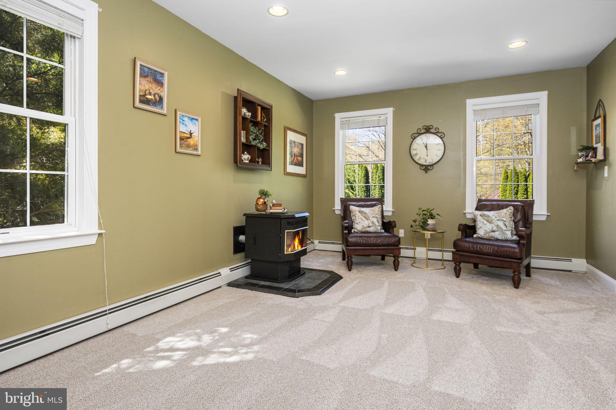 960 Little Conestoga Road Glenmoore, PA 19343 - Photo 6 of 39 Living Room with Pellet Stove