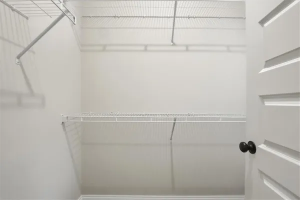 a view of small space with racks on the wall