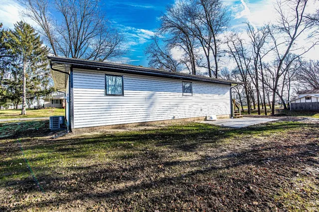 a view of a swimming pool with an outdoor space