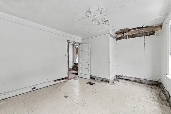 a view of a room with rack on the wall