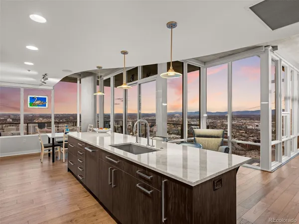 a kitchen with lots of counter top space