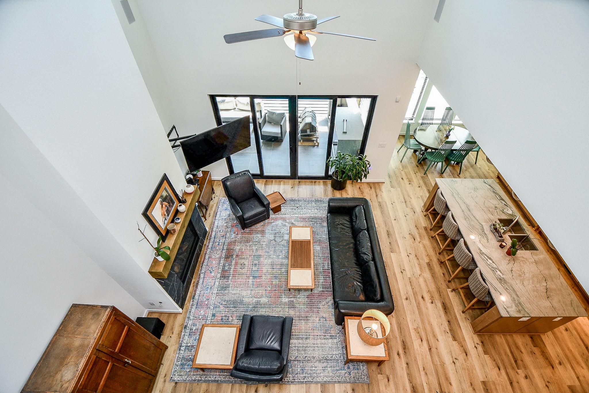 5315 Jason Street Houston, TX 77096 - Photo 11 of 39 Dramatic view from the second floor looking on to the open concept living space.