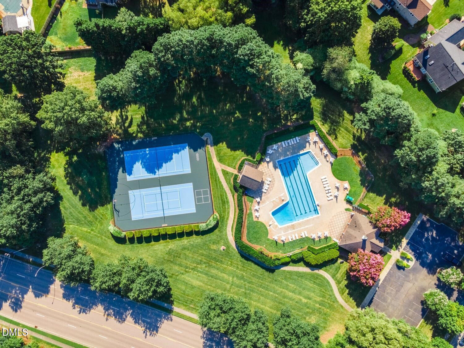 119 Felspar Way Cary, NC 27518 - Photo 52 of 53 an aerial view of a house with garden space and street view