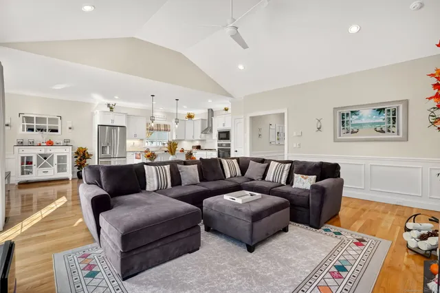 a living room with furniture and a couch