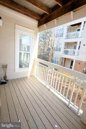 a view of a balcony from door