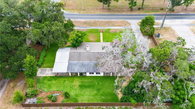 an aerial view of a house
