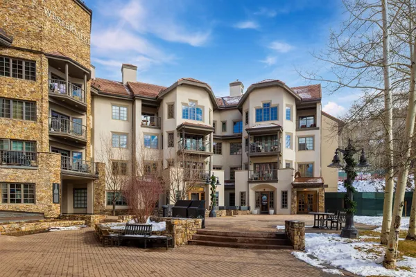 a front view of a building with street view