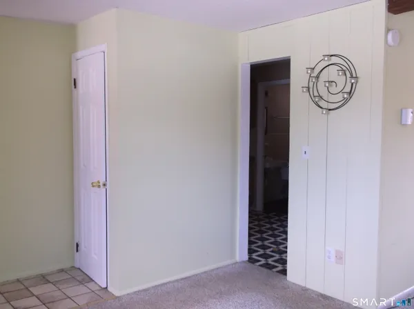 a view of a hallway with elevator