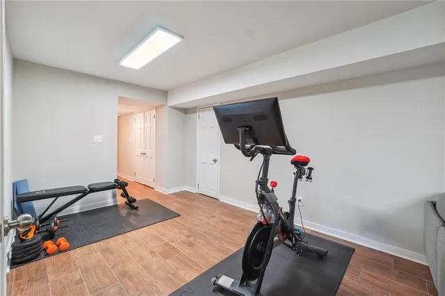 a view of a room with gym equipment