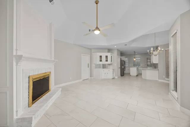 a view of a livingroom with a fireplace