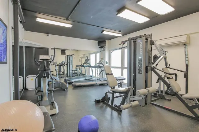 a view of a room with gym equipment