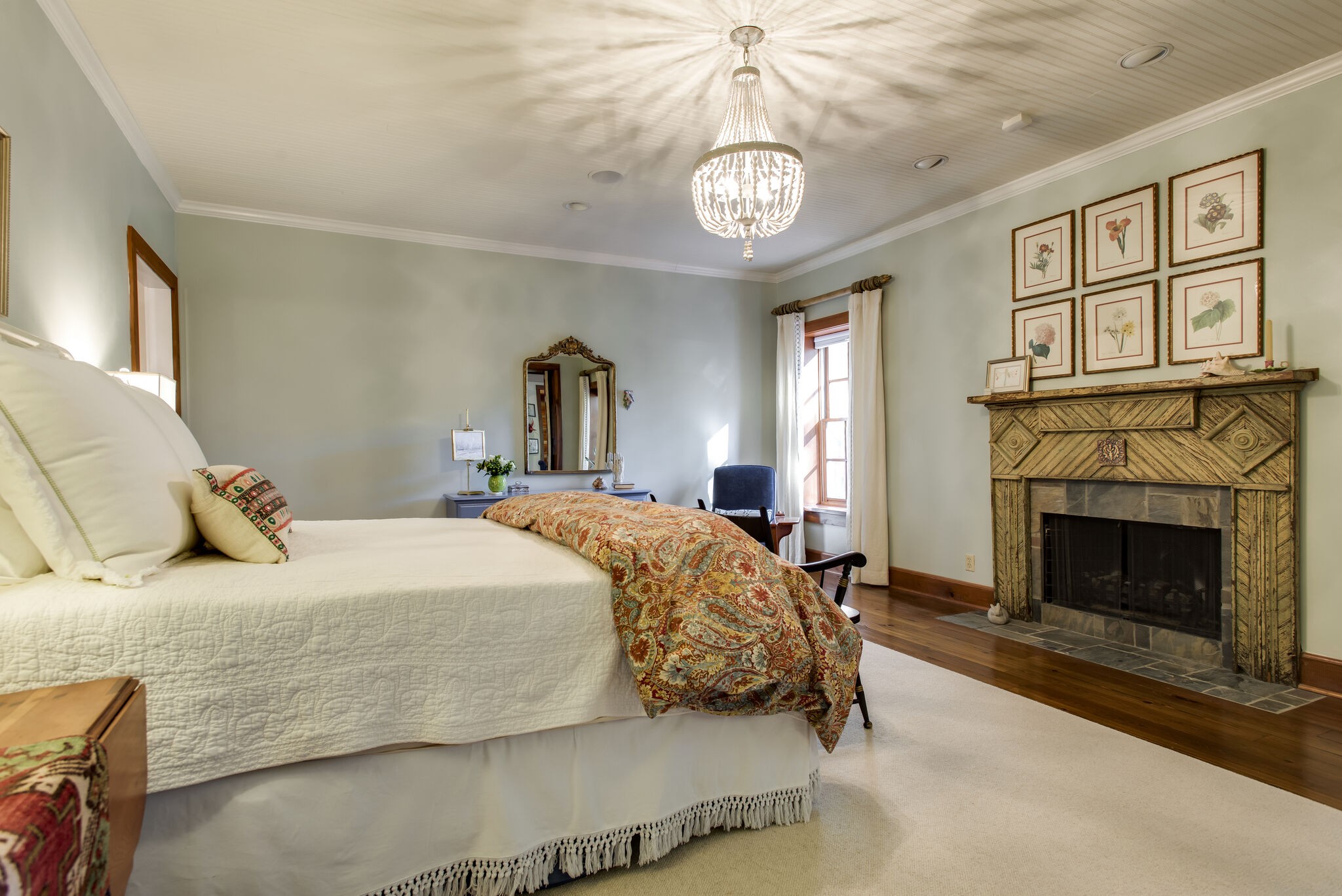 6230 Bresslyn Road Nashville, TN 37205 - Photo 28 of 53 a bedroom with a bed and a fireplace