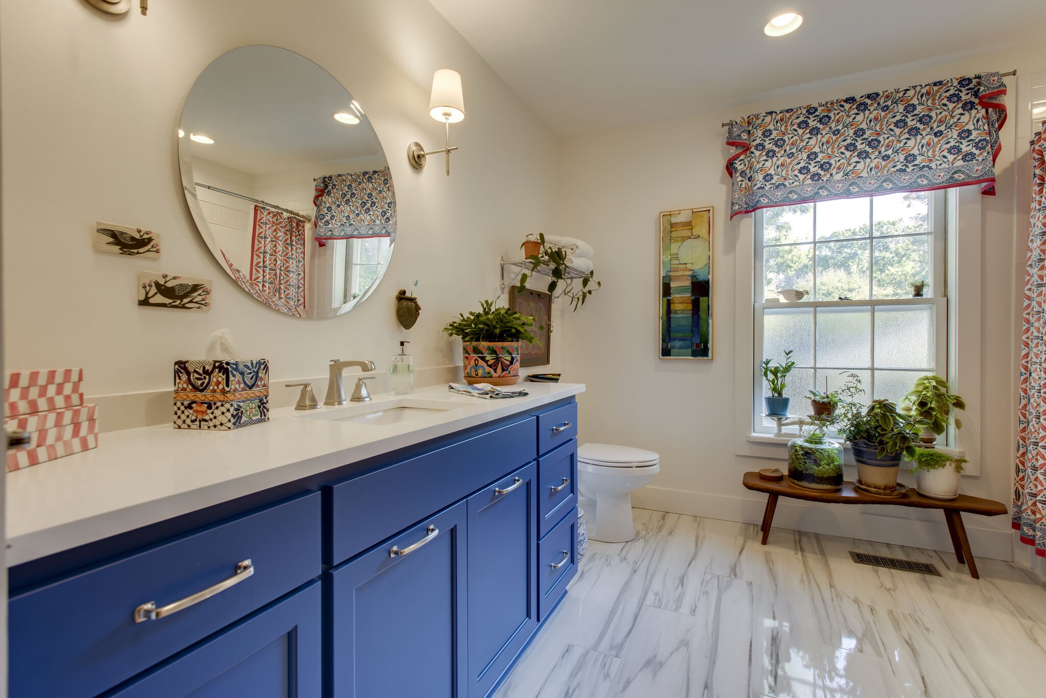 6230 Bresslyn Road Nashville, TN 37205 - Photo 38 of 53 a spacious bathroom with a granite countertop sink a toilet a mirror and shower