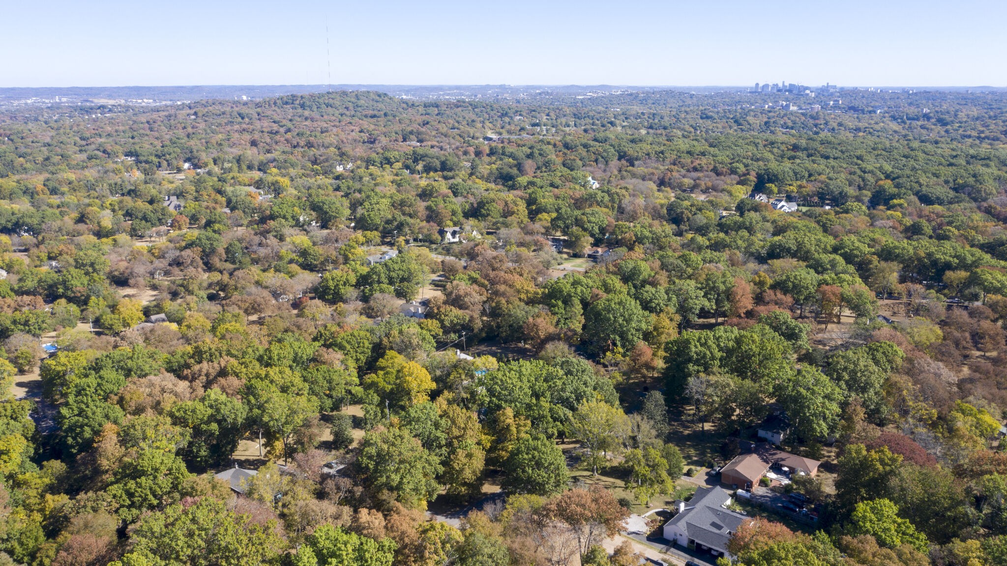 6230 Bresslyn Road Nashville, TN 37205 - Photo 52 of 53 an aerial view of a houses with a lush green hillside