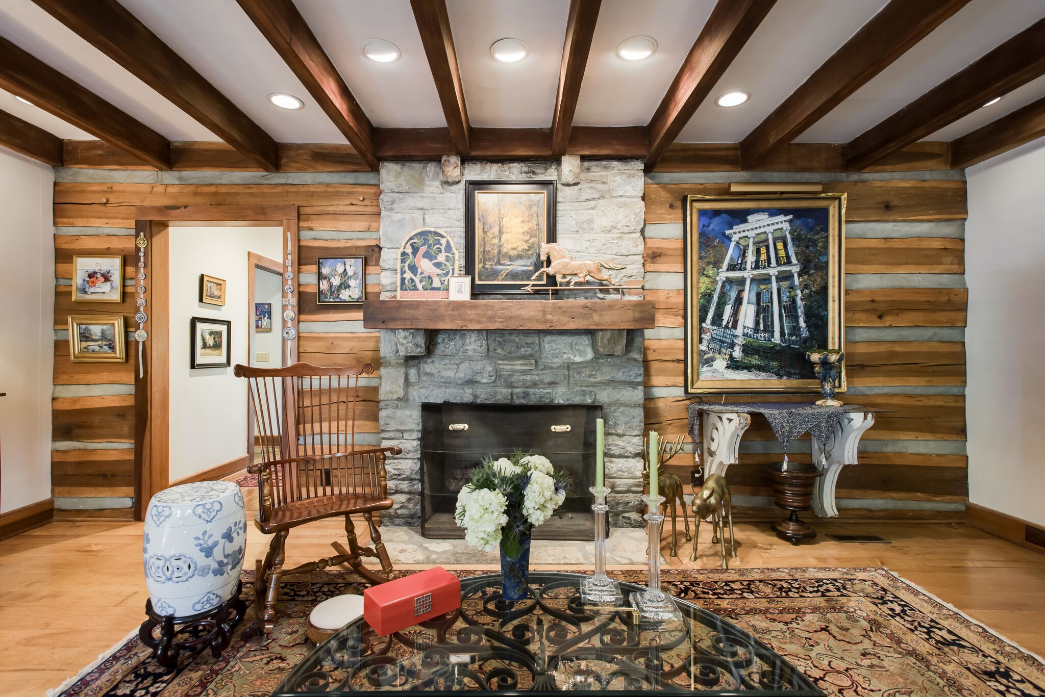 6230 Bresslyn Road Nashville, TN 37205 - Photo 10 of 53 a living room with furniture and a fireplace