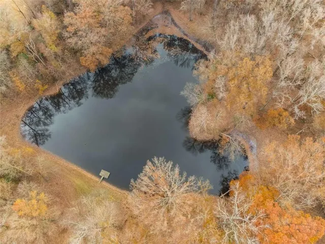 a bird view of a lake
