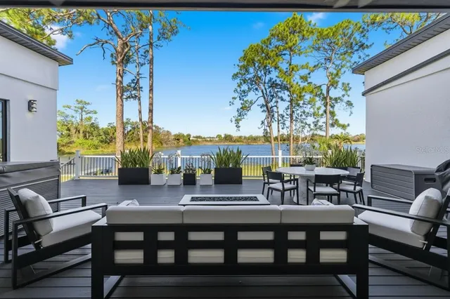 an outdoor view with a sitting space